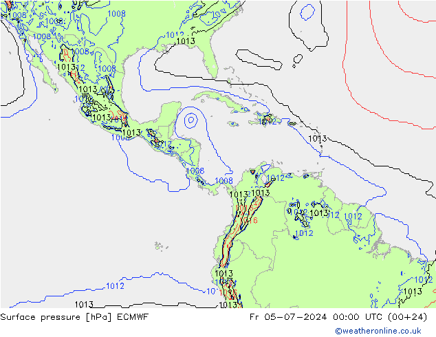 Luchtdruk (Grond) ECMWF vr 05.07.2024 00 UTC