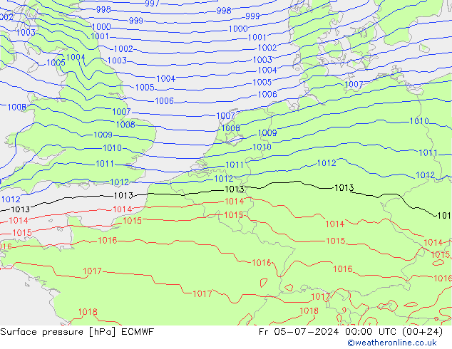地面气压 ECMWF 星期五 05.07.2024 00 UTC