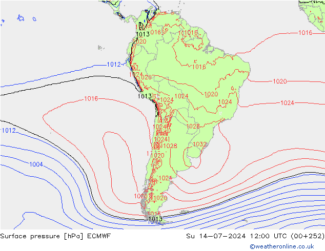 Luchtdruk (Grond) ECMWF zo 14.07.2024 12 UTC