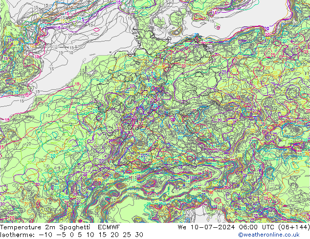 Temperatuurkaart Spaghetti ECMWF wo 10.07.2024 06 UTC