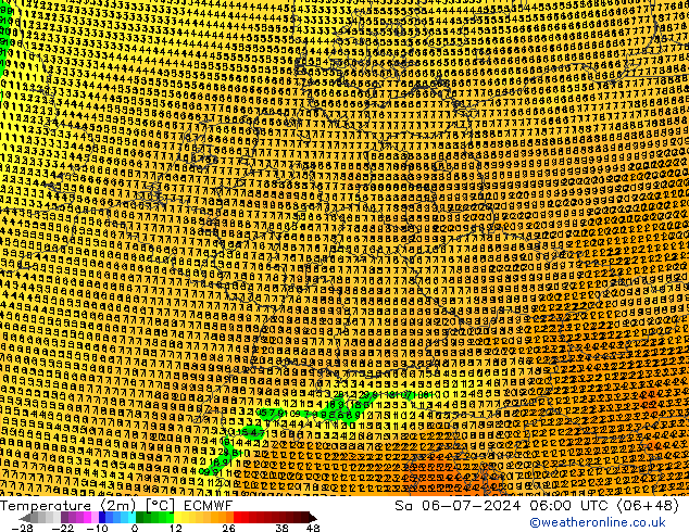 Temperatuurkaart (2m) ECMWF za 06.07.2024 06 UTC
