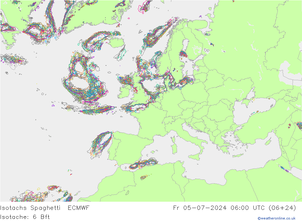 Isotachen Spaghetti ECMWF vr 05.07.2024 06 UTC