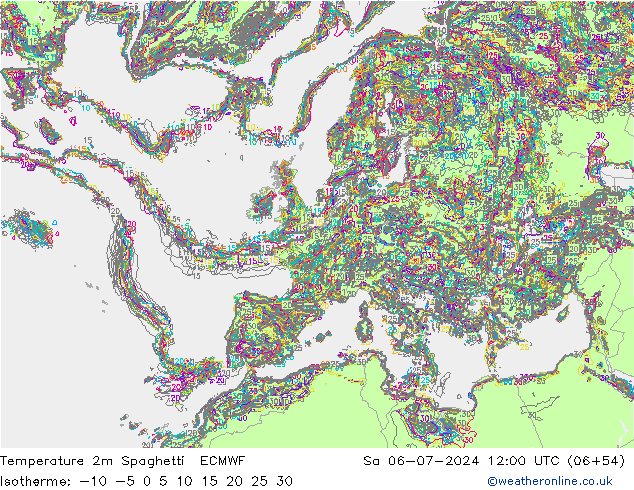 Temperatuurkaart Spaghetti ECMWF za 06.07.2024 12 UTC