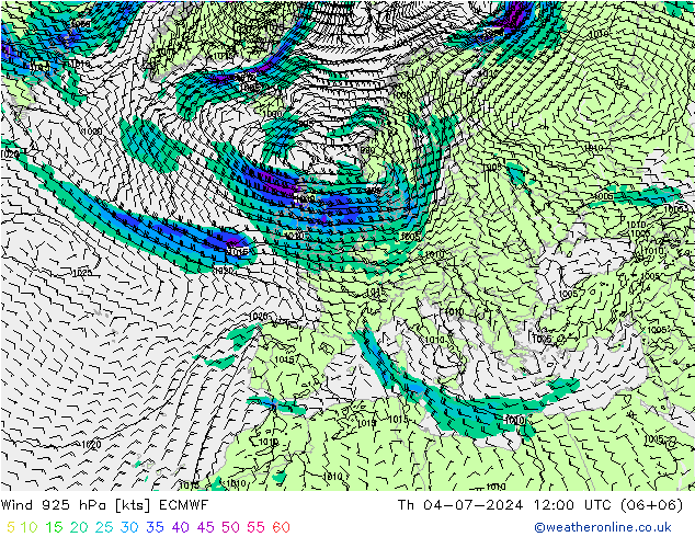 风 925 hPa ECMWF 星期四 04.07.2024 12 UTC
