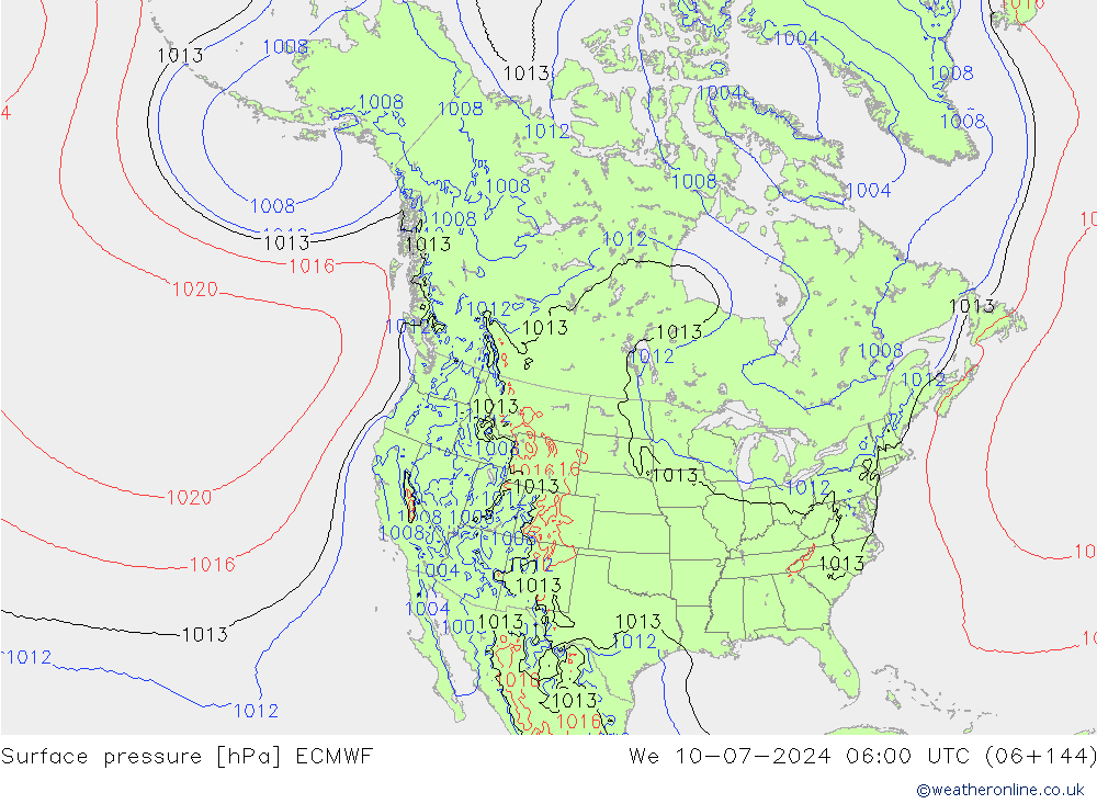地面气压 ECMWF 星期三 10.07.2024 06 UTC
