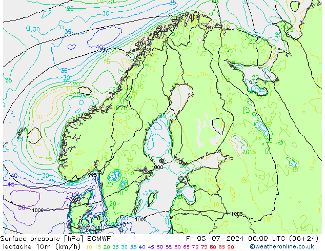 10米等风速线 (kph) ECMWF 星期五 05.07.2024 06 UTC