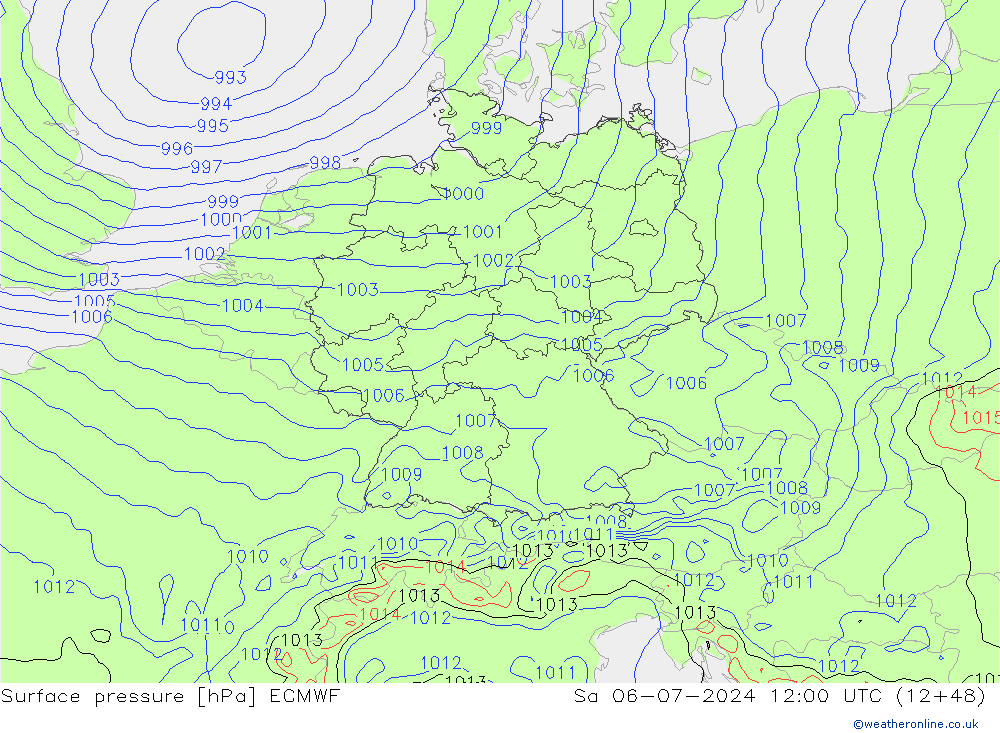 Luchtdruk (Grond) ECMWF za 06.07.2024 12 UTC