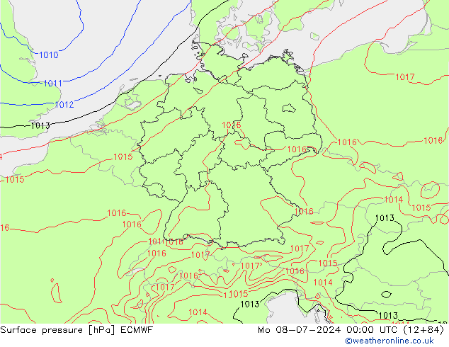 地面气压 ECMWF 星期一 08.07.2024 00 UTC