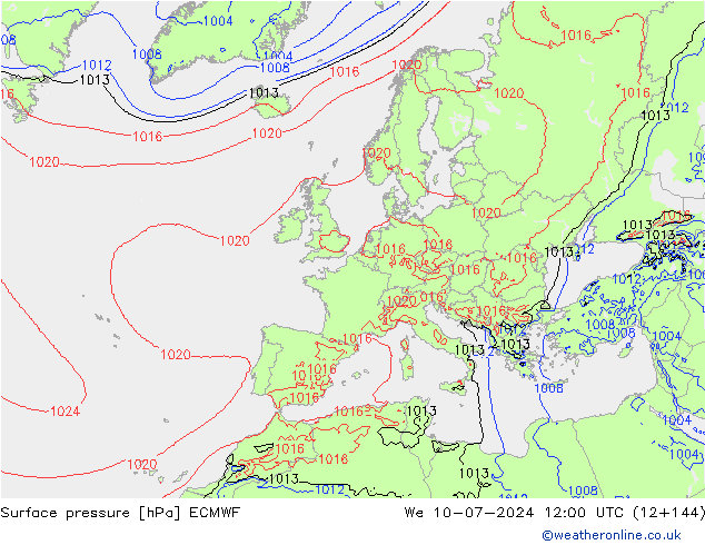 地面气压 ECMWF 星期三 10.07.2024 12 UTC