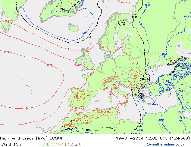Windvelden ECMWF vr 19.07.2024 12 UTC