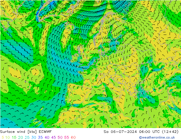 风 10 米 ECMWF 星期六 06.07.2024 06 UTC