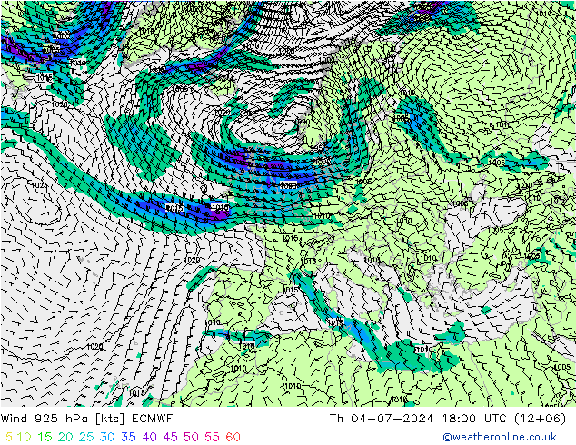 风 925 hPa ECMWF 星期四 04.07.2024 18 UTC