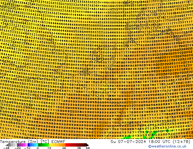 温度图 ECMWF 星期日 07.07.2024 18 UTC