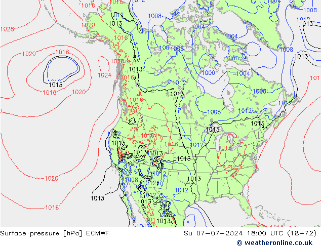 地面气压 ECMWF 星期日 07.07.2024 18 UTC