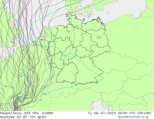 Hoogte/Temp. 925 hPa ECMWF di 09.07.2024 00 UTC