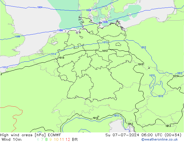 Windvelden ECMWF zo 07.07.2024 06 UTC