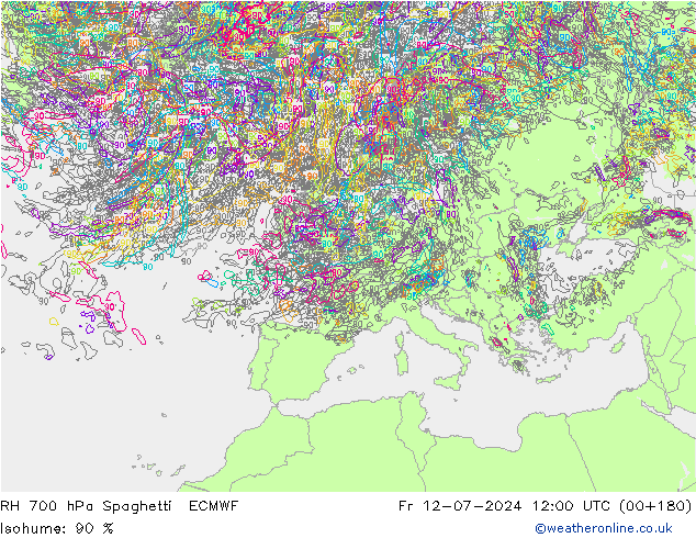 RV 700 hPa Spaghetti ECMWF vr 12.07.2024 12 UTC