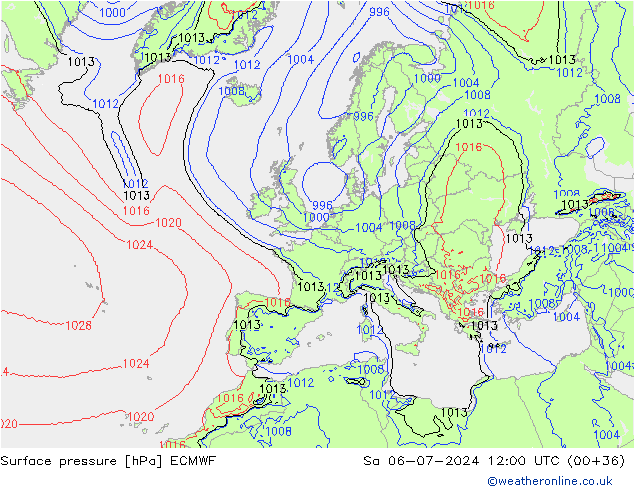 Luchtdruk (Grond) ECMWF za 06.07.2024 12 UTC