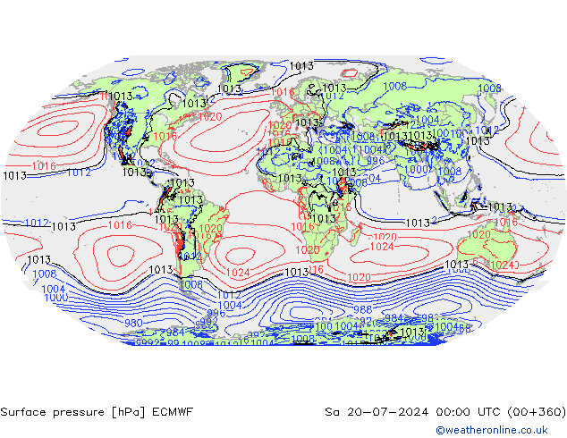 Luchtdruk (Grond) ECMWF za 20.07.2024 00 UTC