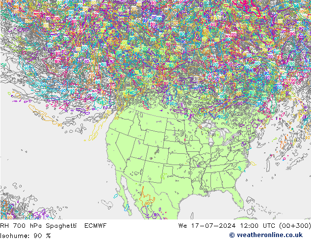 RV 700 hPa Spaghetti ECMWF wo 17.07.2024 12 UTC