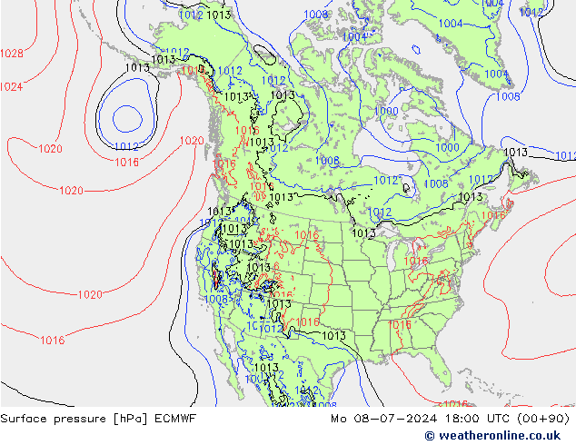 Luchtdruk (Grond) ECMWF ma 08.07.2024 18 UTC