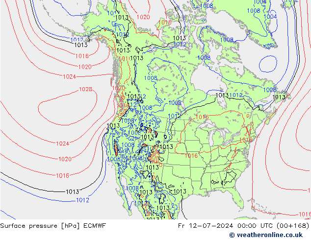 Luchtdruk (Grond) ECMWF vr 12.07.2024 00 UTC