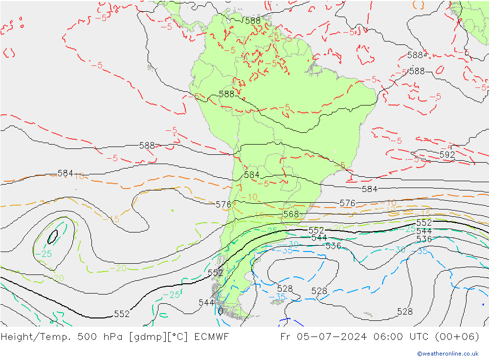 Height/Temp. 500 hPa ECMWF 星期五 05.07.2024 06 UTC