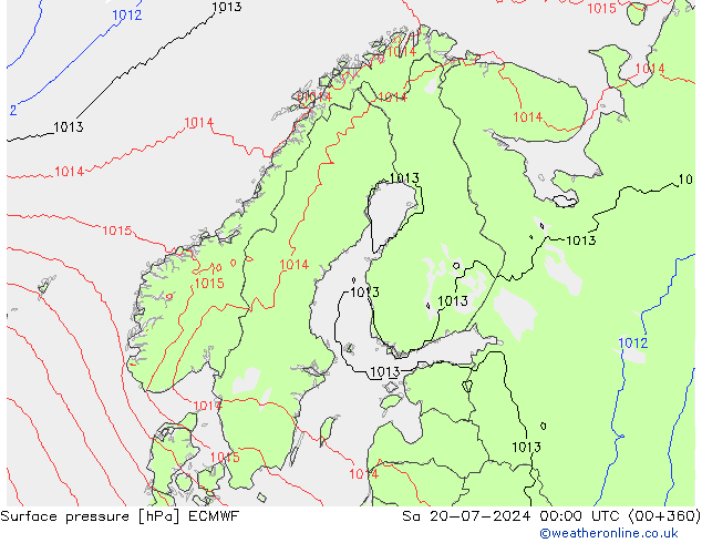 地面气压 ECMWF 星期六 20.07.2024 00 UTC