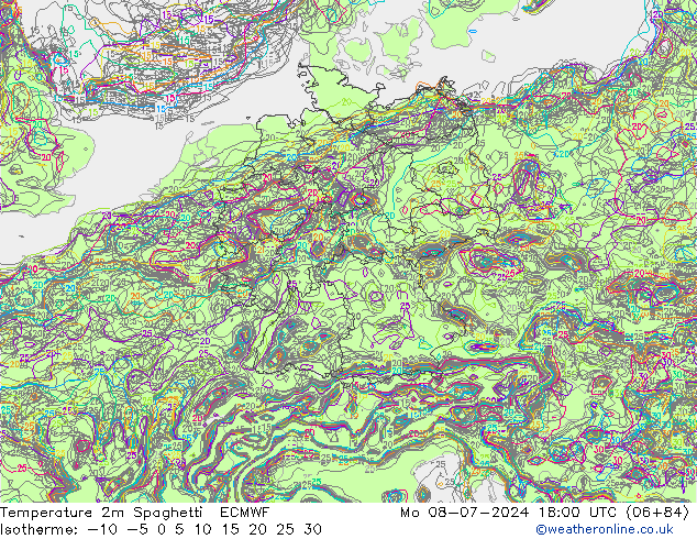 Temperatuurkaart Spaghetti ECMWF ma 08.07.2024 18 UTC