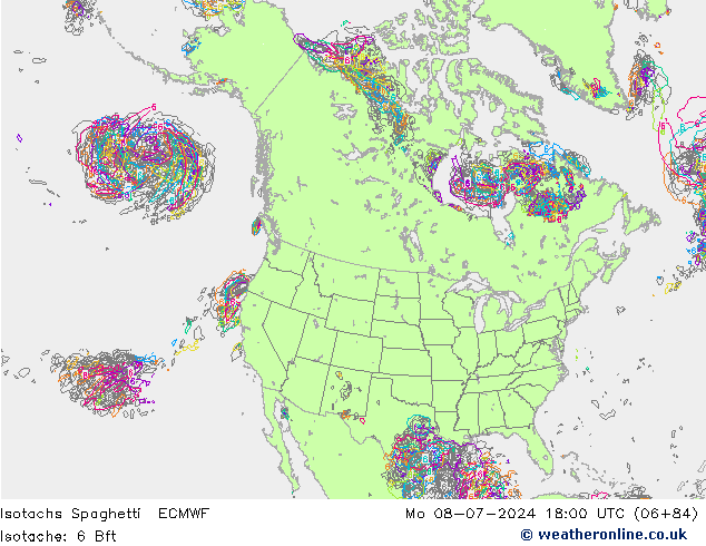 Isotachen Spaghetti ECMWF ma 08.07.2024 18 UTC