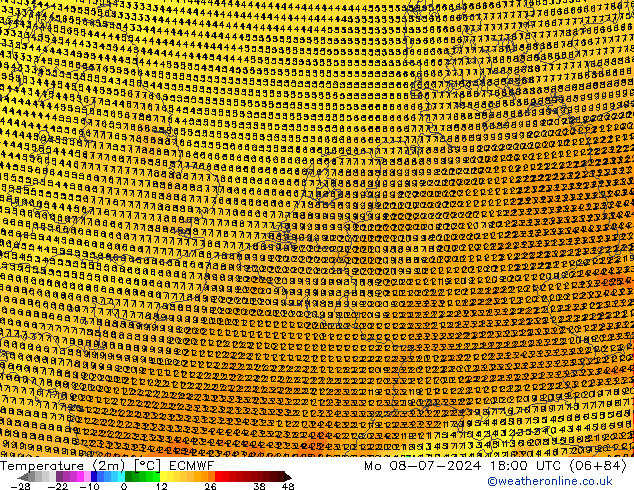 温度图 ECMWF 星期一 08.07.2024 18 UTC