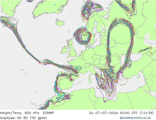 Hoogte/Temp. 925 hPa ECMWF zo 07.07.2024 00 UTC