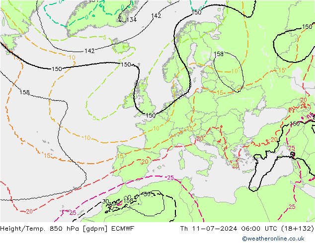 Hoogte/Temp. 850 hPa ECMWF do 11.07.2024 06 UTC