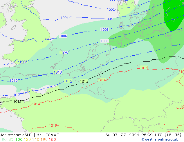 高速氣流/地面气压 ECMWF 星期日 07.07.2024 06 UTC
