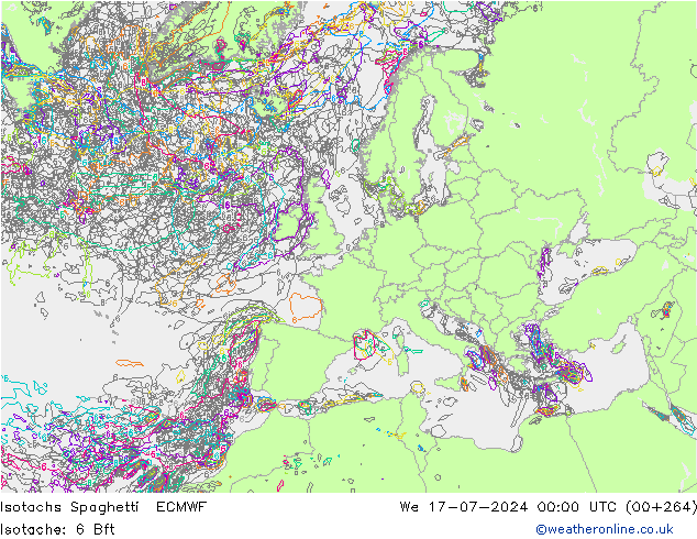 Isotachen Spaghetti ECMWF wo 17.07.2024 00 UTC