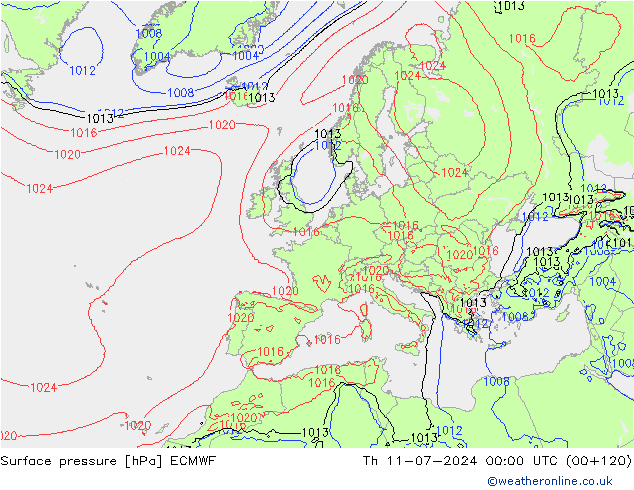 Luchtdruk (Grond) ECMWF do 11.07.2024 00 UTC