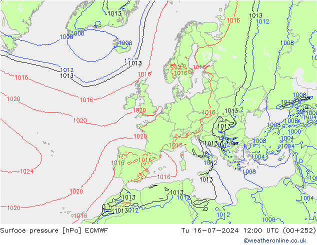 Luchtdruk (Grond) ECMWF di 16.07.2024 12 UTC