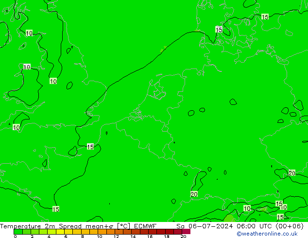 Temperatuurkaart Spread ECMWF za 06.07.2024 06 UTC