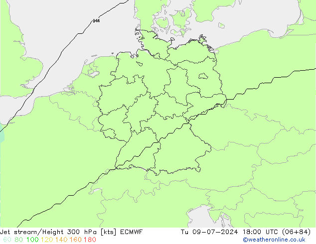 Straalstroom ECMWF di 09.07.2024 18 UTC