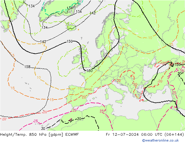Height/Temp. 850 hPa ECMWF 星期五 12.07.2024 06 UTC
