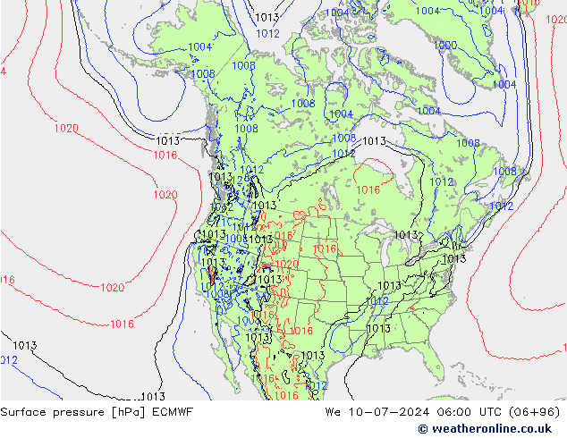 Luchtdruk (Grond) ECMWF wo 10.07.2024 06 UTC