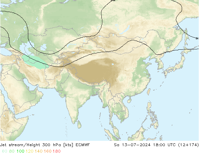 Straalstroom ECMWF za 13.07.2024 18 UTC