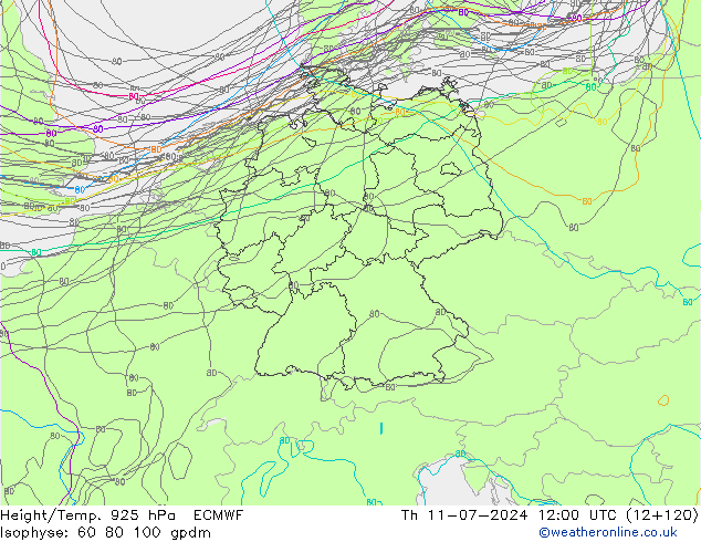 Hoogte/Temp. 925 hPa ECMWF do 11.07.2024 12 UTC
