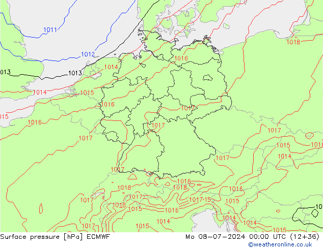 Luchtdruk (Grond) ECMWF ma 08.07.2024 00 UTC