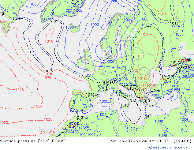 Luchtdruk (Grond) ECMWF za 06.07.2024 18 UTC