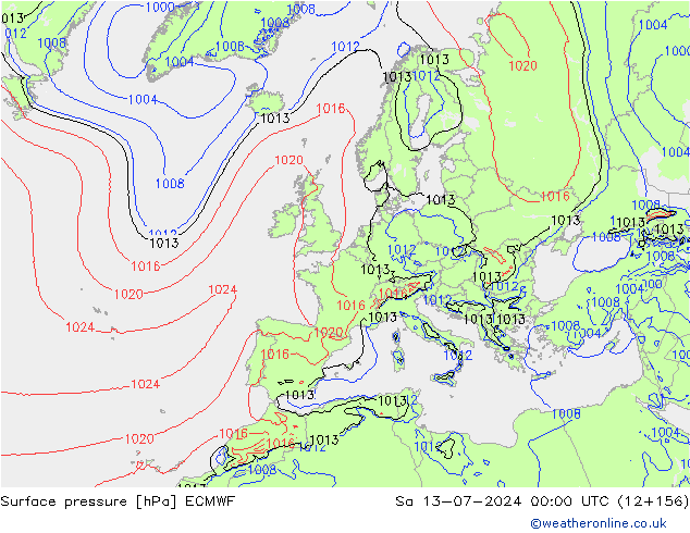 Luchtdruk (Grond) ECMWF za 13.07.2024 00 UTC