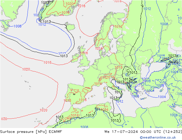 地面气压 ECMWF 星期三 17.07.2024 00 UTC