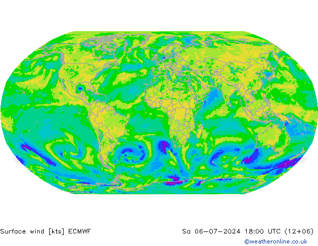 风 10 米 ECMWF 星期六 06.07.2024 18 UTC