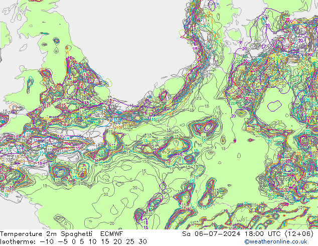 Temperatuurkaart Spaghetti ECMWF za 06.07.2024 18 UTC