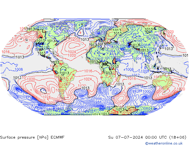 地面气压 ECMWF 星期日 07.07.2024 00 UTC